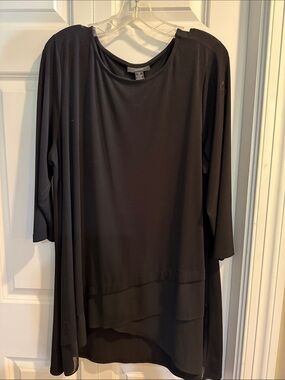 Alfani Black Layered Long-Sleeve Tunic Top